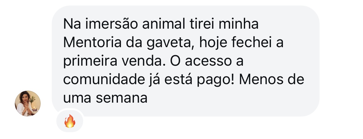 Print de depoimento: primeira venda fechada em menos de uma semana