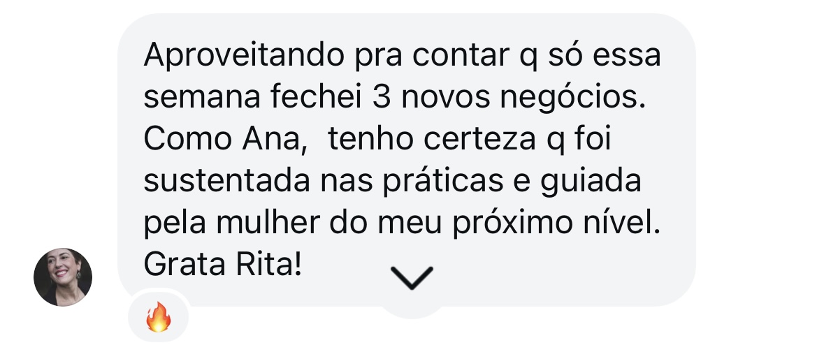 Print de depoimento: fechou 3 novos negócios na semana